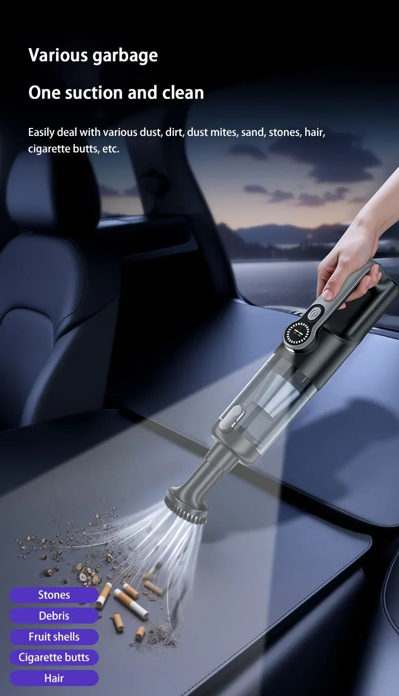 Aspiradora de Mano Inalámbrica 5 en 1, Succión Ciclónica Potente, Mini Aspiradora Inalámbrica Portátil para Limpieza de Automóviles, Hogar y Teclados
