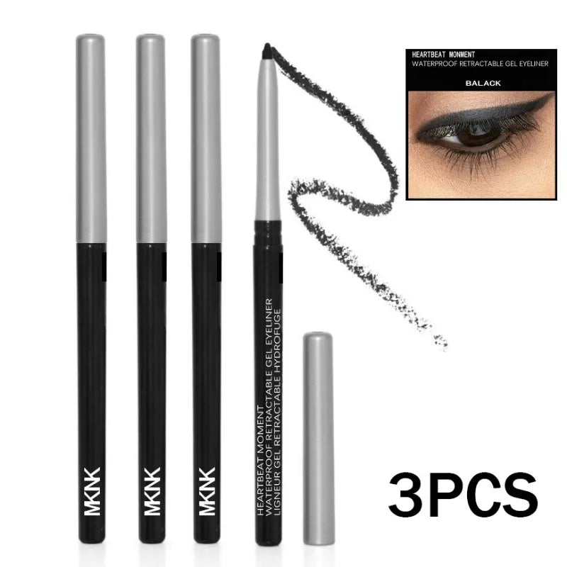 Lápiz Delineador de ojos negro resistente al agua, a prueba de manchas, de larga duración, crema marrón oscuro, delineador de ojos en Gel, maquillaje de ojos para principiantes, 1-3 unidades