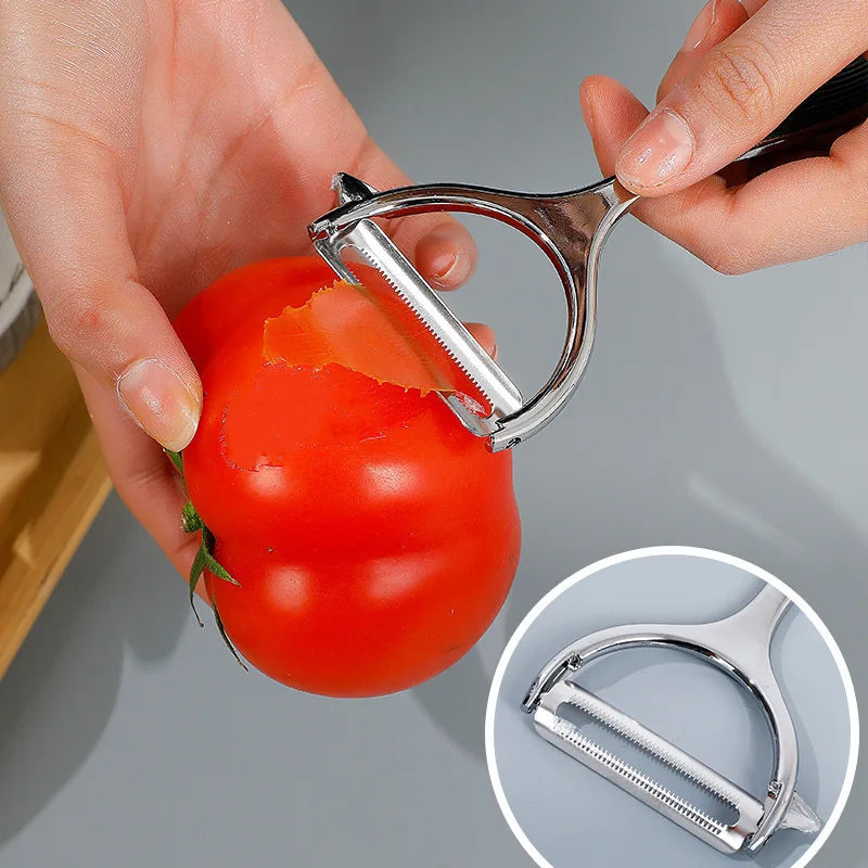 Cuchillo de pelar de acero inoxidable, venta al por mayor, cepillador de melón y calabaza, cocina, aleación de Zinc, pelador de frutas y melón, cuchillo raspador para el hogar