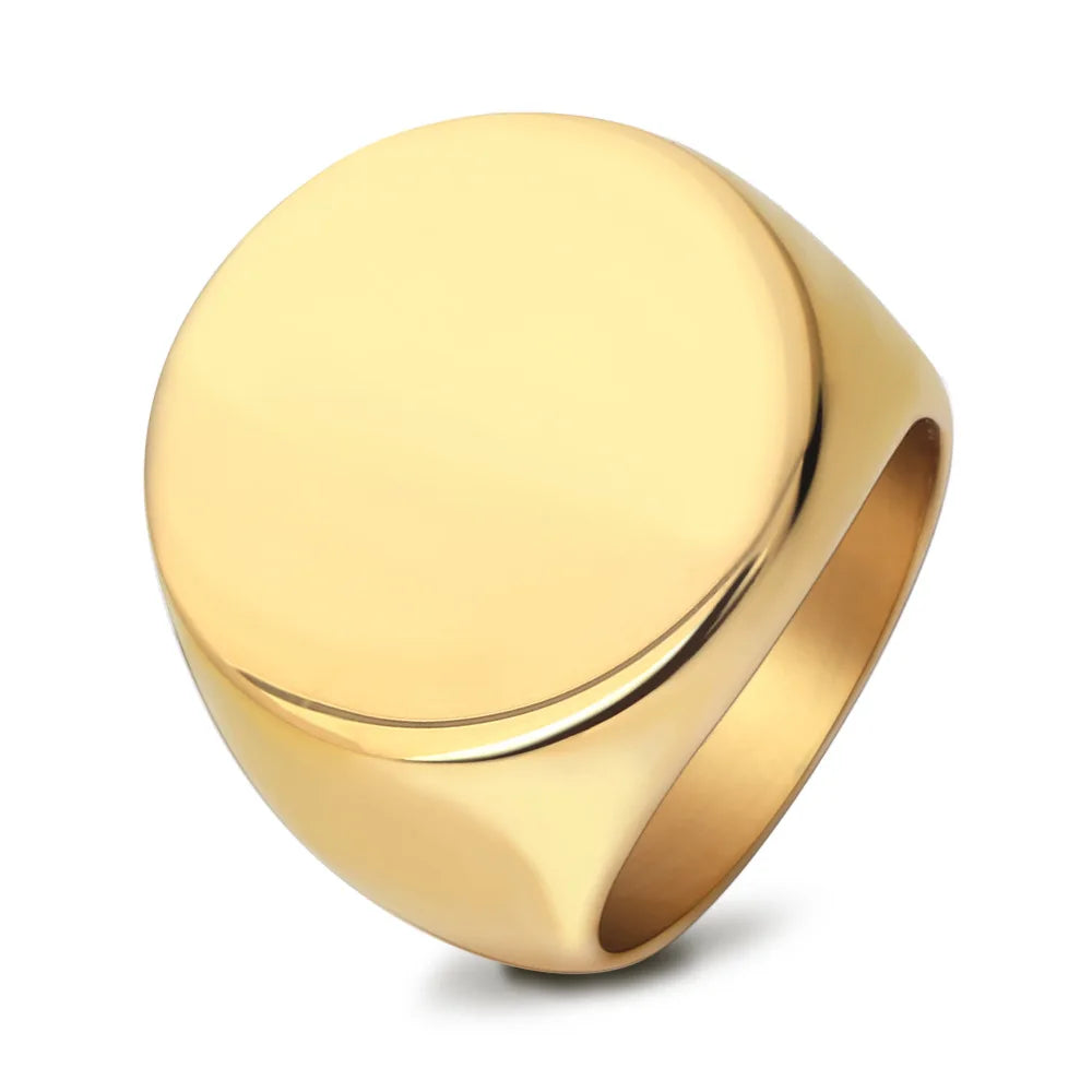 Anillo redondo con foto personalizada, anillos de acero inoxidable grabables gratis, joyería con nombre y logotipo personalizado para hombre, regalo conmemorativo familiar
