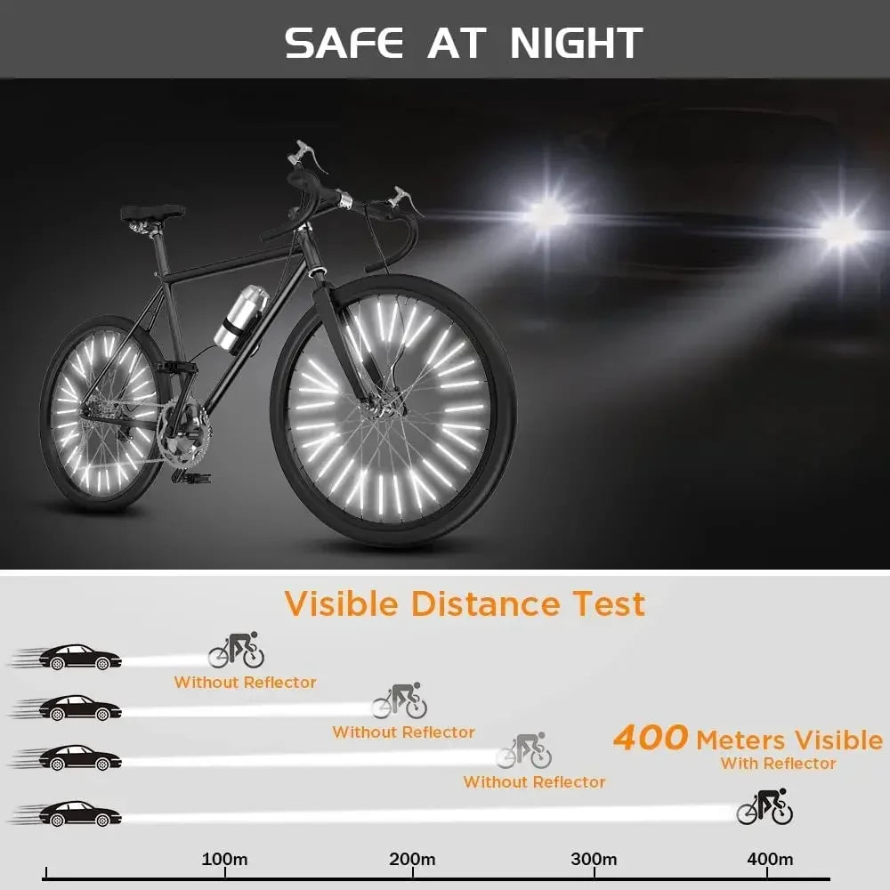 12 Uds radios de rueda de bicicleta pegatina reflectante tubo advertencia luz de seguridad DIY Reflector de ciclismo tubos reflectantes gran oferta