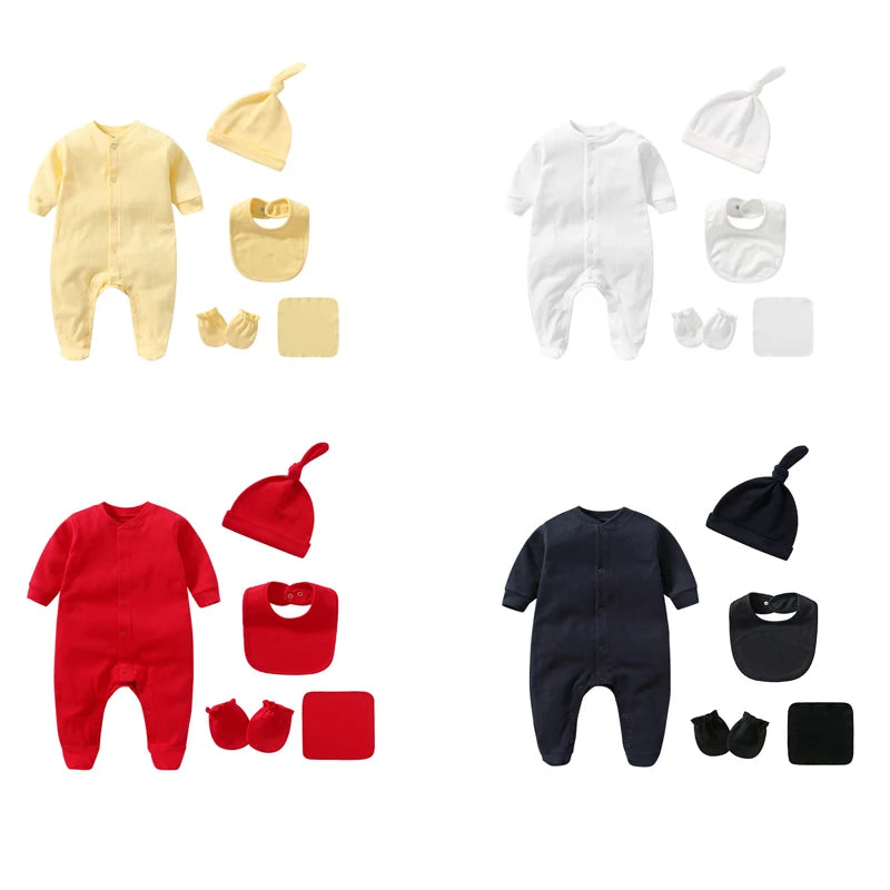 Conjunto de ropa para bebé recién nacido, niño y niña, peleles de Color sólido de manga larga de algodón 100%, traje con pechera, productos infantiles de 0 a 3 meses