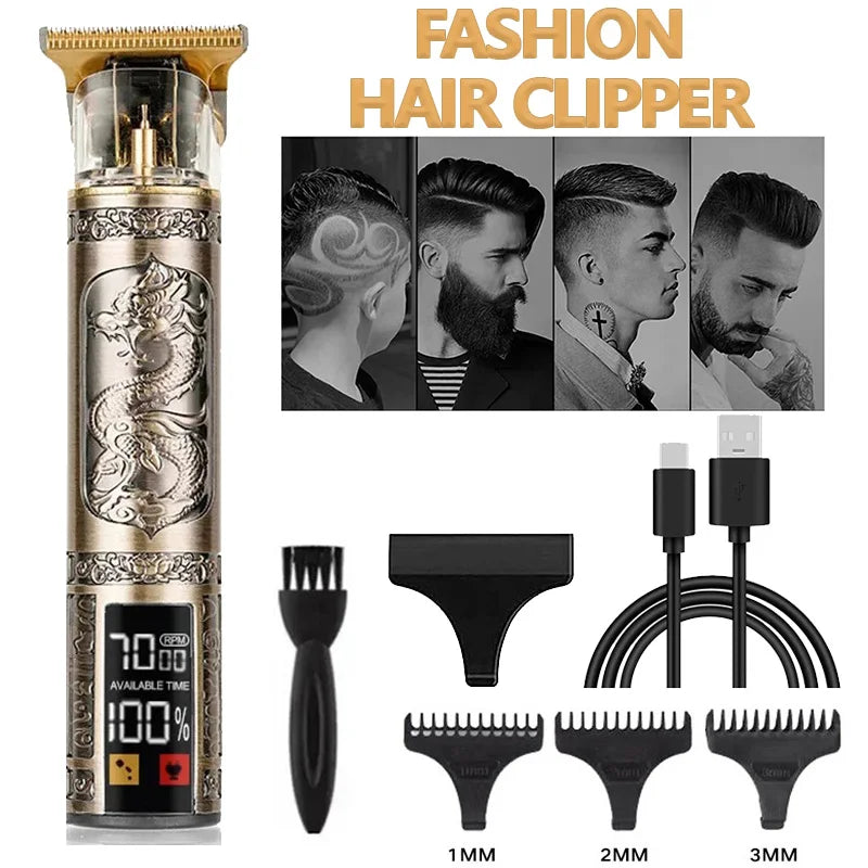 Cortadora de pelo eléctrica profesional Vintage T9, afeitadora portátil recargable por USB para el cuidado de la barba, el mejor regalo