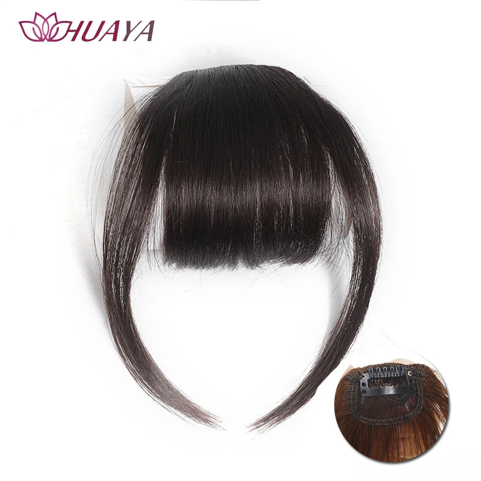 HUAYA-flequillo de aire sintético para mujer, pelo falso corto Natural, Invisible, sin costuras, extensiones de cabello frontal