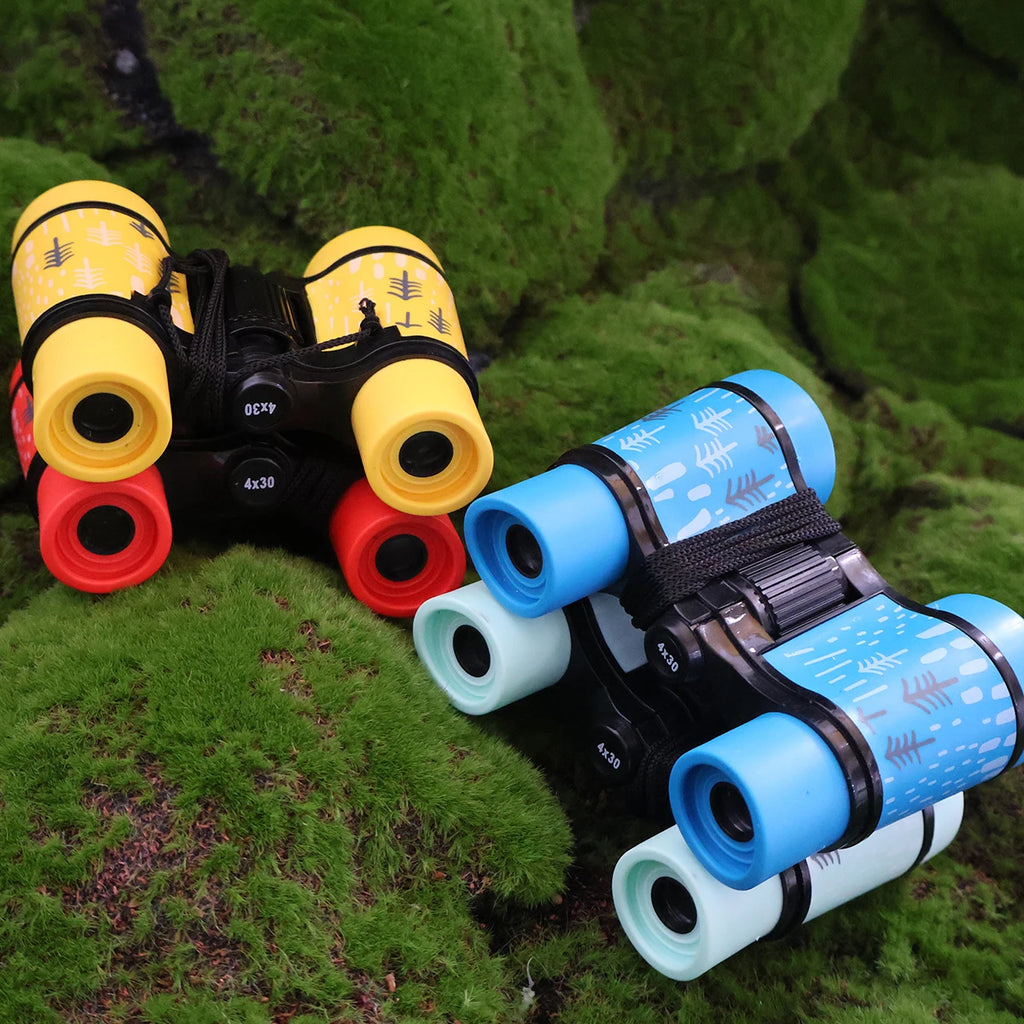 Binoculares 4x30 de plástico para niños, coloridos y ligeros, estilo contemporáneo, ocular compacto óptico