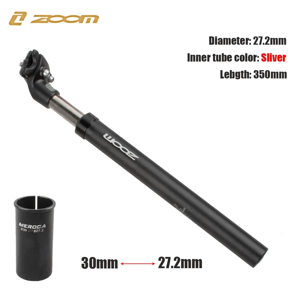 ZOOM-tija de sillín de suspensión para bicicleta de montaña, amortiguador, Alu, 27,2, 28,6, 30,1, 30,4, 30,9, 31,6, 33,9mm