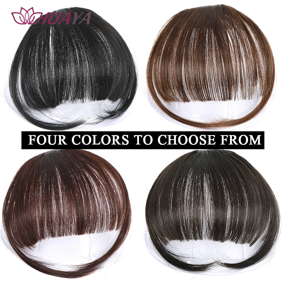 HUAYA-flequillo de aire sintético para mujer, pelo falso corto Natural, Invisible, sin costuras, extensiones de cabello frontal