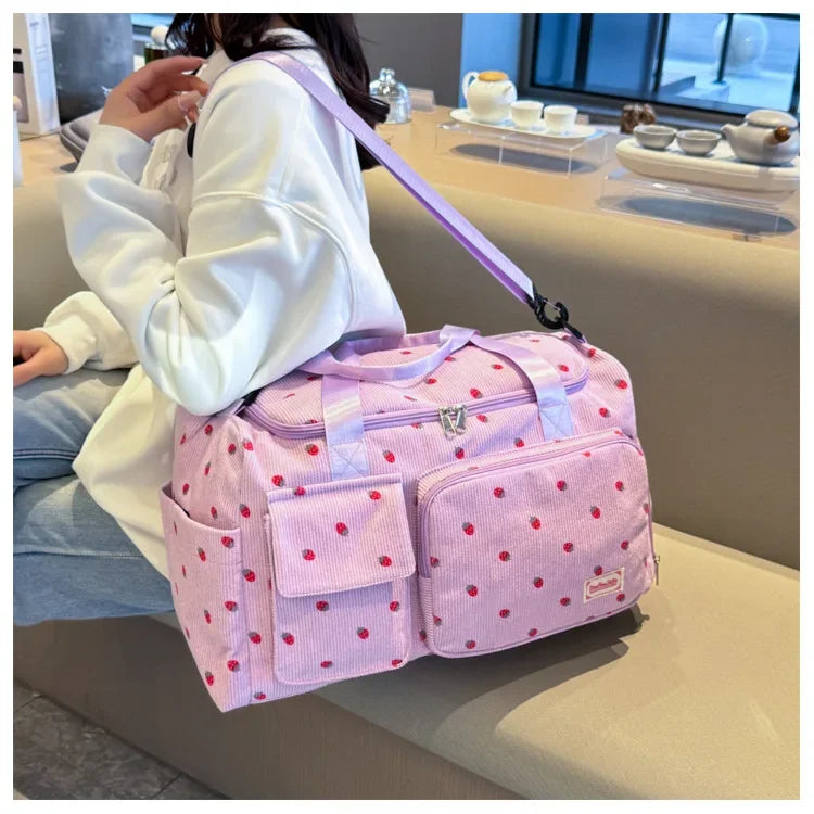 Bolsa de viaje de pana, bolsa de viaje de gran capacidad con compartimento para zapatos, bolsas deportivas para Fitness para mujer, bolsas de lona
