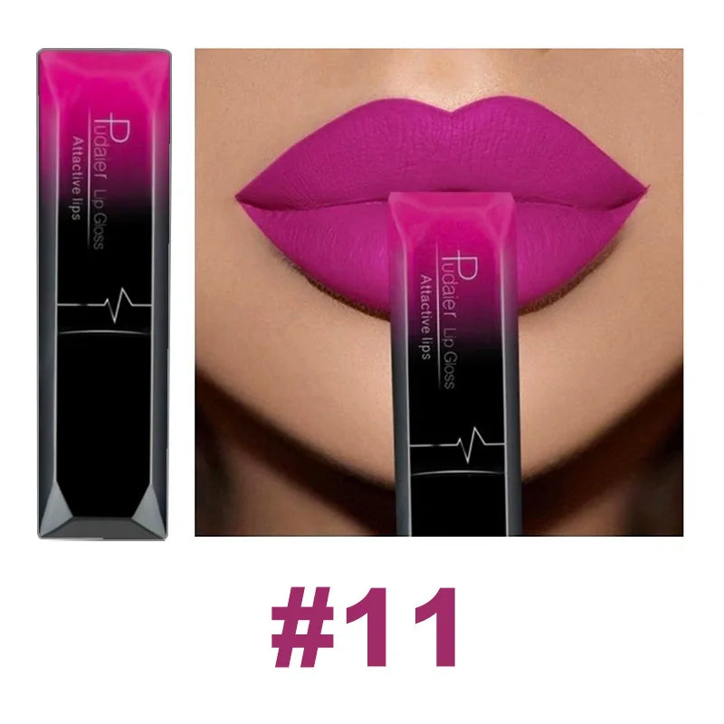 Lápiz labial líquido mate resistente al agua brillo de labios de larga duración tinte Sexy rojo desnudo púrpura lápices labiales metálicos cosméticos de maquillaje
