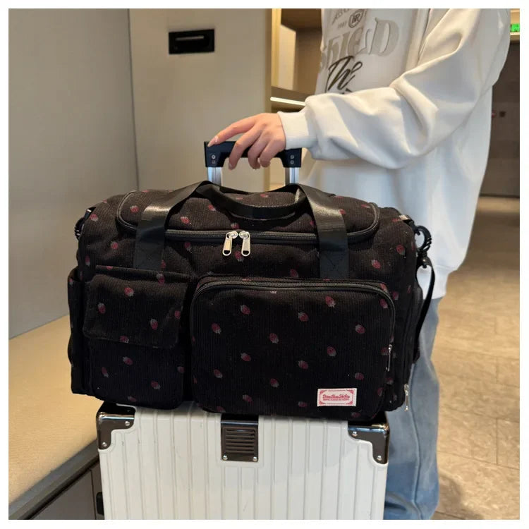 Bolsa de viaje de pana, bolsa de viaje de gran capacidad con compartimento para zapatos, bolsas deportivas para Fitness para mujer, bolsas de lona