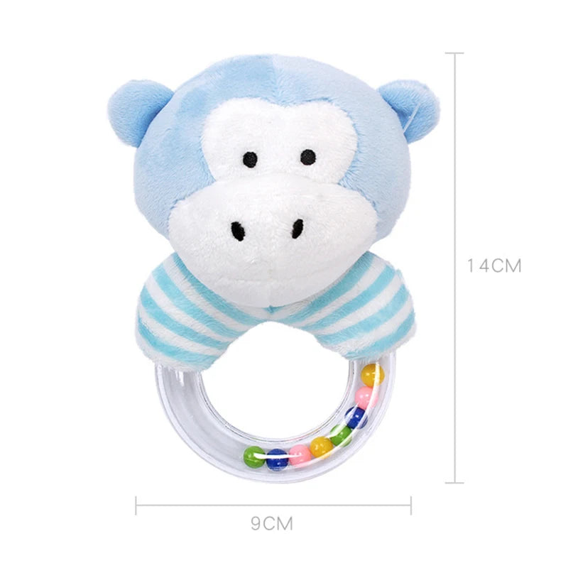 Sonajero de elefante de peluche para bebé, juguete educativo de dibujos animados para recién nacido de 0 a 24 meses, mordedor de campana de anillo de mano de oso