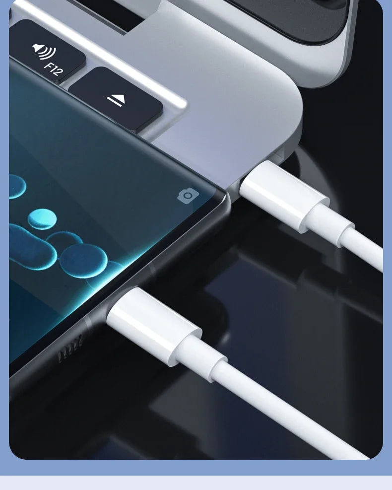 Cable de datos de carga súper rápida USB C a C, 3 uds., 100W, cable trenzado para IPhone 15, 15 Pro Max, Huawei, Samsung, Xiaomi, blanco, 1M, 2M