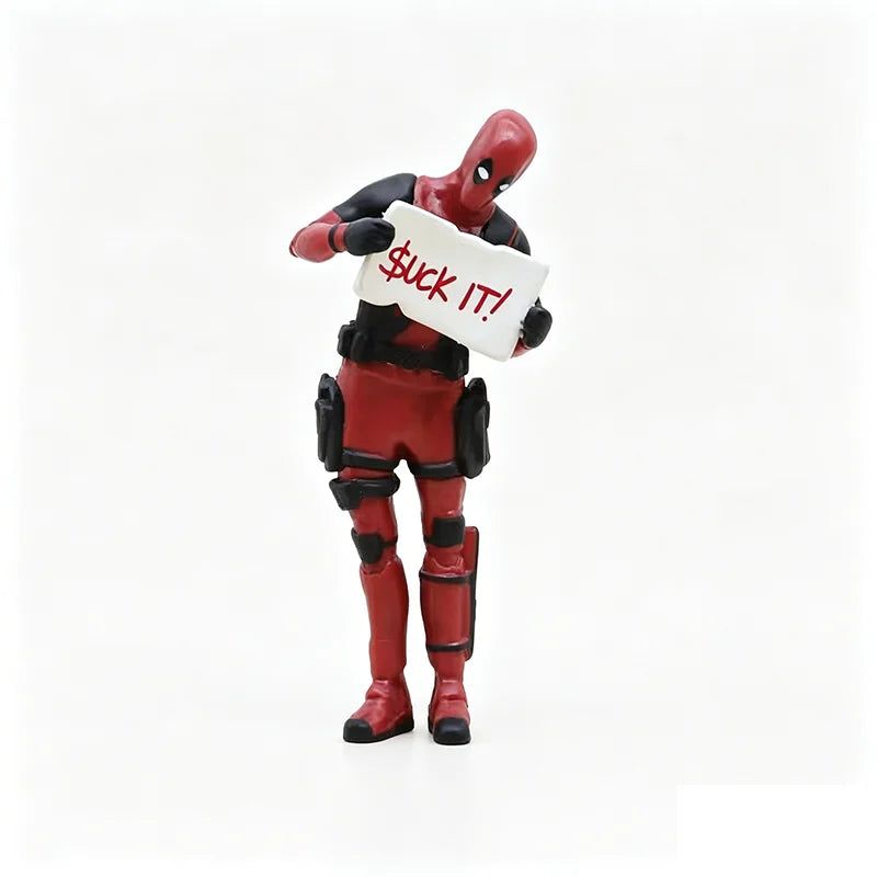 6 muñecos de acción nuevos de Deadpool y Wolverine, figura de Deadpool, modelo sentado, muñeco de los X-Men, colgante para coche, accesorios para coche, juguete para niños, regalo.