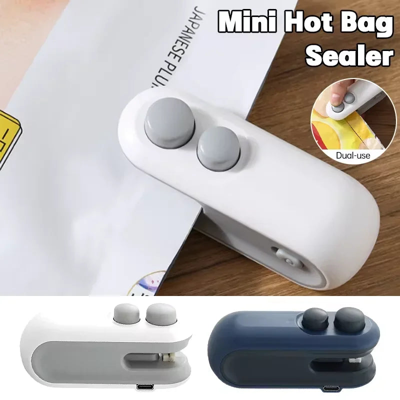 Selladora de Bolsas Eléctrica con Calor, Carga USB, Atracción Magnética, 2 en 1, Sellado y Corte, Selladora de Bolsas de Plástico Portátil 2026