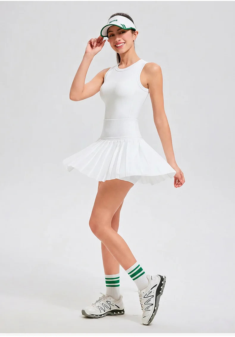 Conjunto de Falda de Tenis y Golf de Malla Transpirable sin Costuras, Ropa Deportiva de Secado Rápido para Exteriores, Primav...