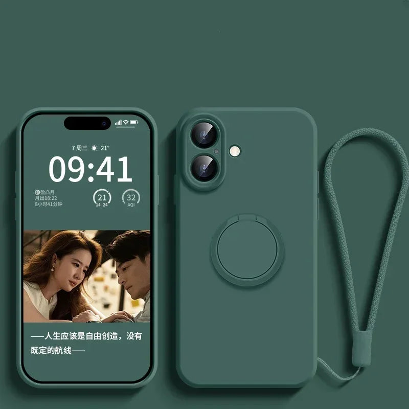 Funda Magnética con Anillo de Silicona Líquida para iPhone 17 Air 16E 15 14 13 12 11 Pro Max Plus, Antigolpes, Protectora y Suave