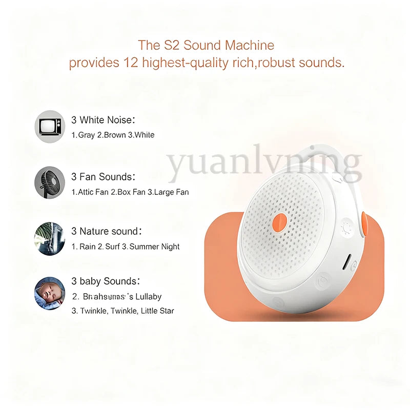 Máquina Portátil de Ruido Blanco con Bluetooth para Ayudar a Dormir al Bebé, Batería Integrada, Calmante para Dormir al Bebé para Guardería y Viajes