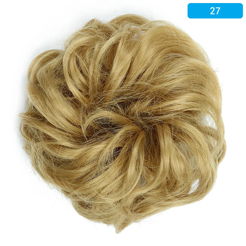 AZQUEEN-extensión de cabello de moño desordenado, banda elástica sintética, moño ondulado rizado, Scrunchies Donut Updo, postizo para mujer