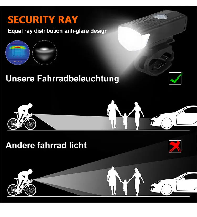 Luz delantera de bicicleta recargable por USB, luz trasera roja, fácil de instalar, 3 modos, accesorios para bicicleta