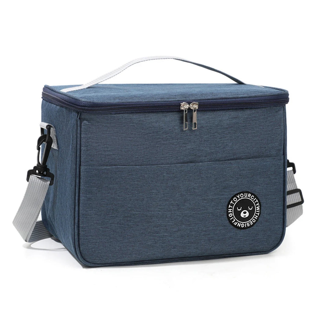 Bolsa térmica portátil con correa para el hombro, bolsa para lonchera, bolsa de almuerzo impermeable y gruesa para estudiantes.