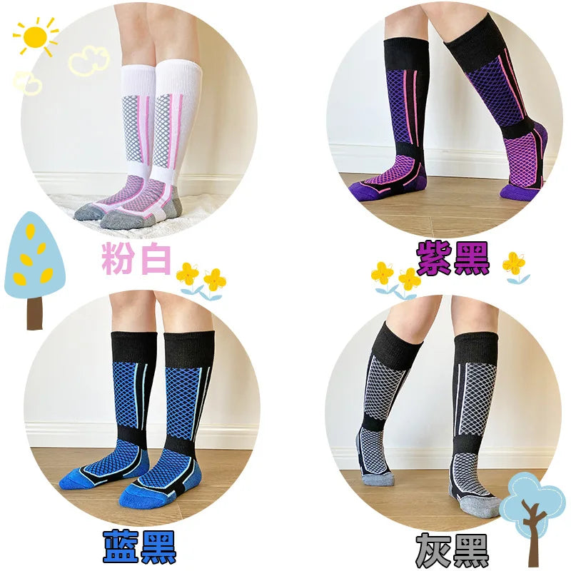 Calcetines de esquí profesionales para niños, calcetines de nieve gruesos, cálidos para otoño e invierno, calcetines de toalla para senderismo al aire libre para adultos