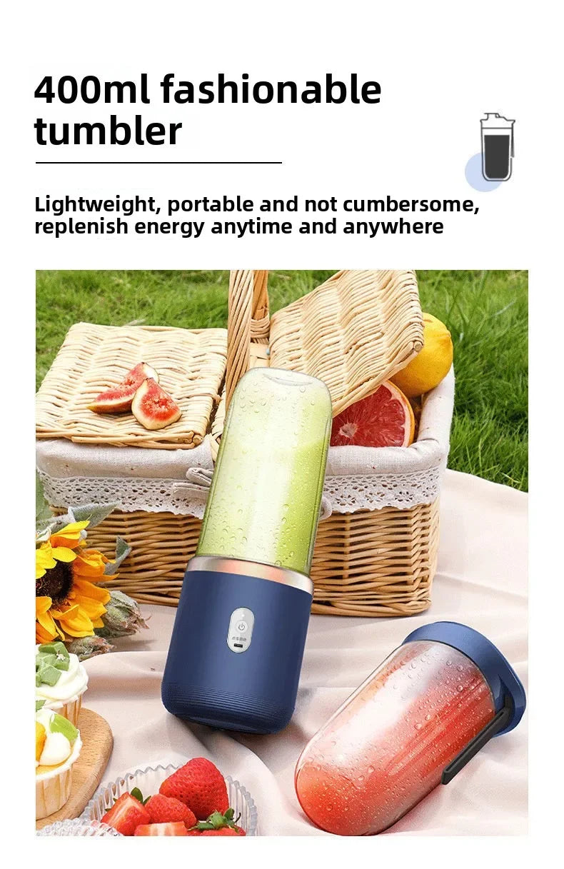 Batidoras de zumo de fruta portátiles, Mini botella eléctrica Personal de verano, USB para el hogar, máquina exprimidora de 6 hojas para cocina