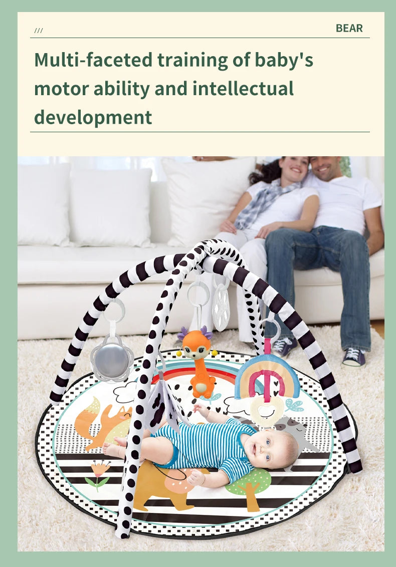 Marco de Fitness educativo para bebé, estera de juego de gimnasio de 0 a 36 meses, manta de juego para gatear, juguetes, estera de juego, estante, manta para gatear
