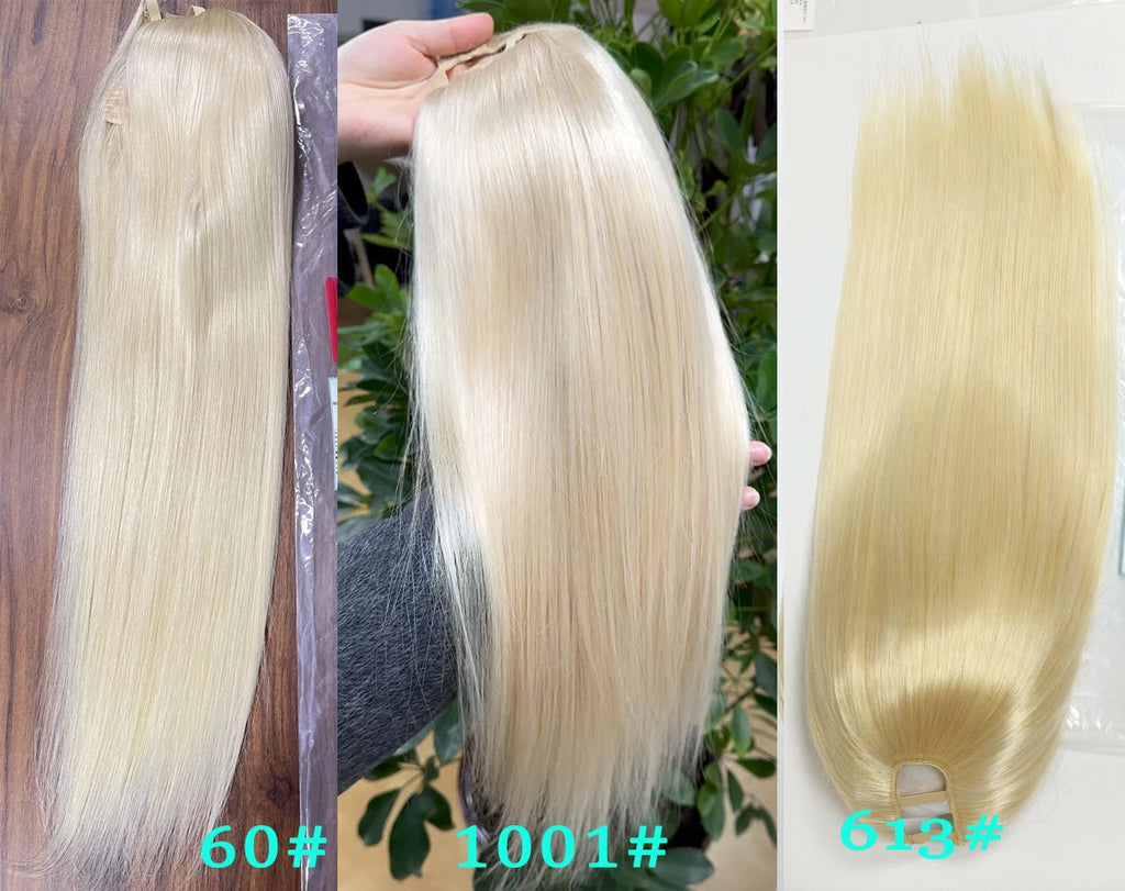 Lovelysee 3/4 media peluca de cabello humano con Clip en extensiones de cabello cabello Remy liso sedoso Color marrón suave 150% 180% peluca para mujeres