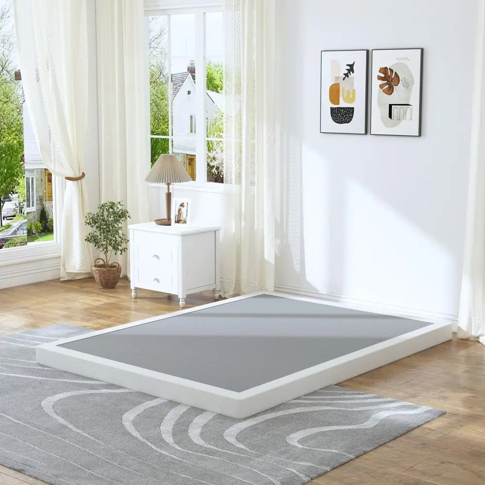 Somier de Caja Completo, Somier de Caja de Perfil Alto de 4 Pulgadas para Cama Matrimonial, Base de Colchón con Marco de Metal Reforzado