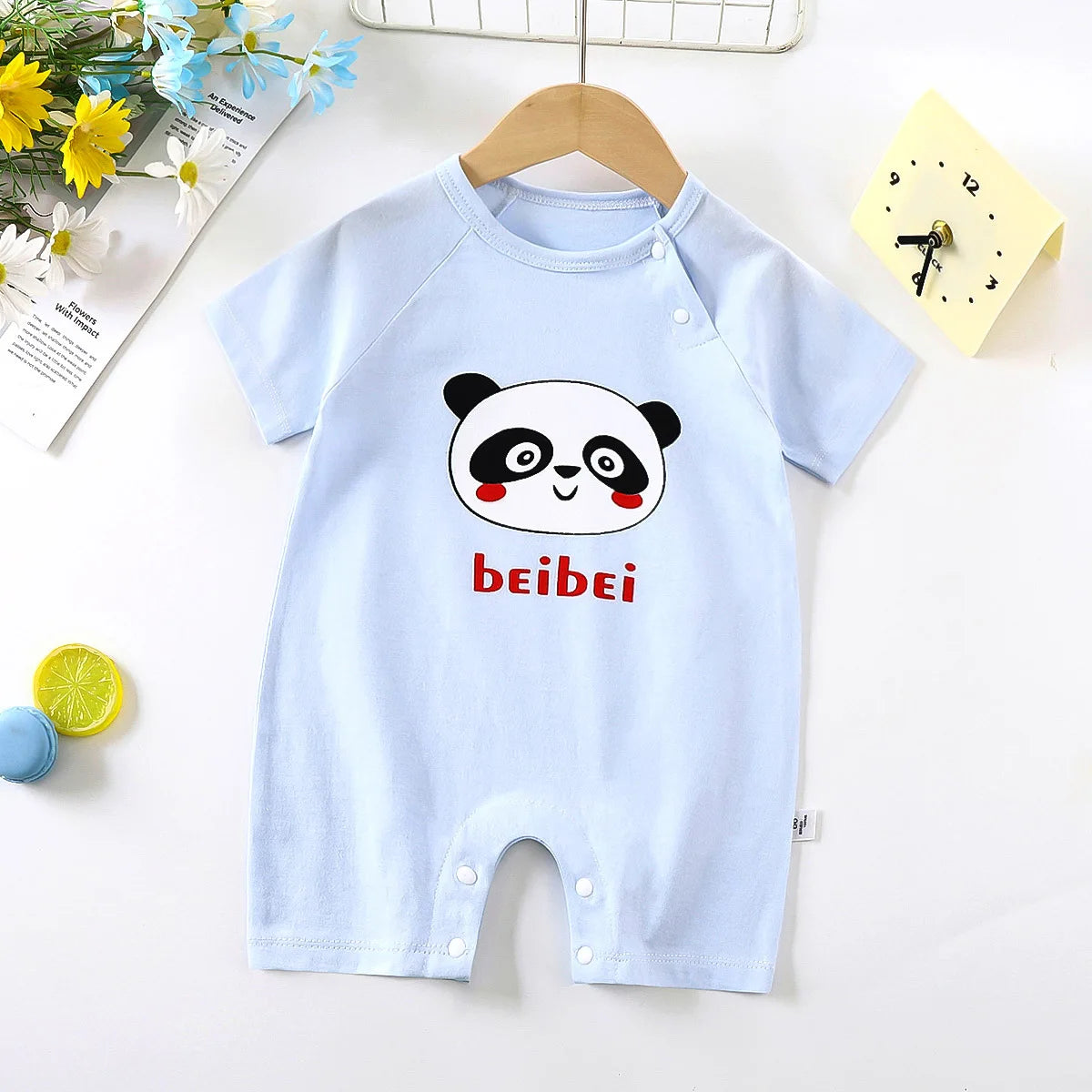 Monos de dibujos animados para bebé, mono de algodón transpirable de verano de manga corta para recién nacidos, niños y niñas, ropa para gatear