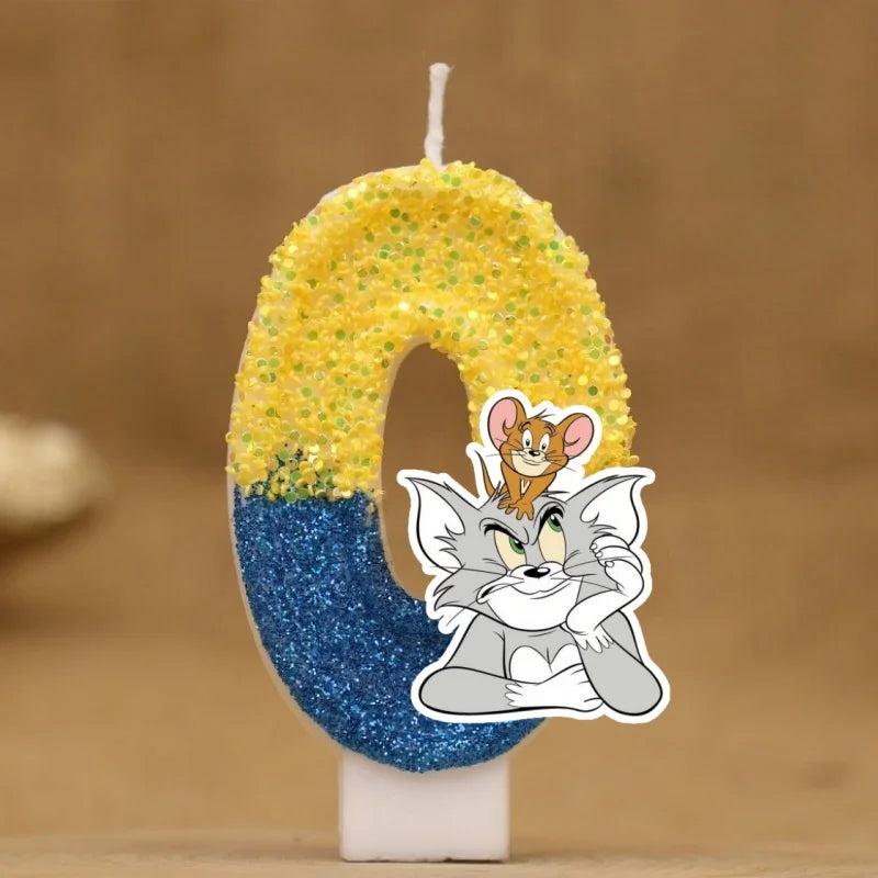 Velas con Números de Anime Tom y Jerry, Decoración para Pastel de Cumpleaños, Figura de Anime, Artículos para Pastel de Feliz Año Nuevo, Regalos