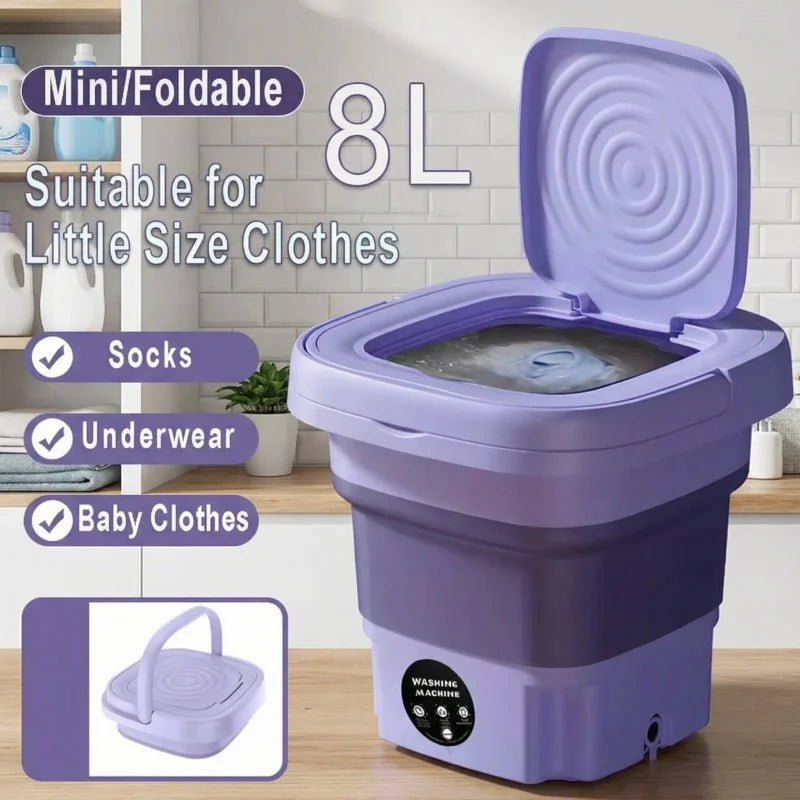 Lavadora portátil de 8L, ropa interior plegable/calcetines, Mini lavadora doméstica, cubo, lavadora de viaje portátil