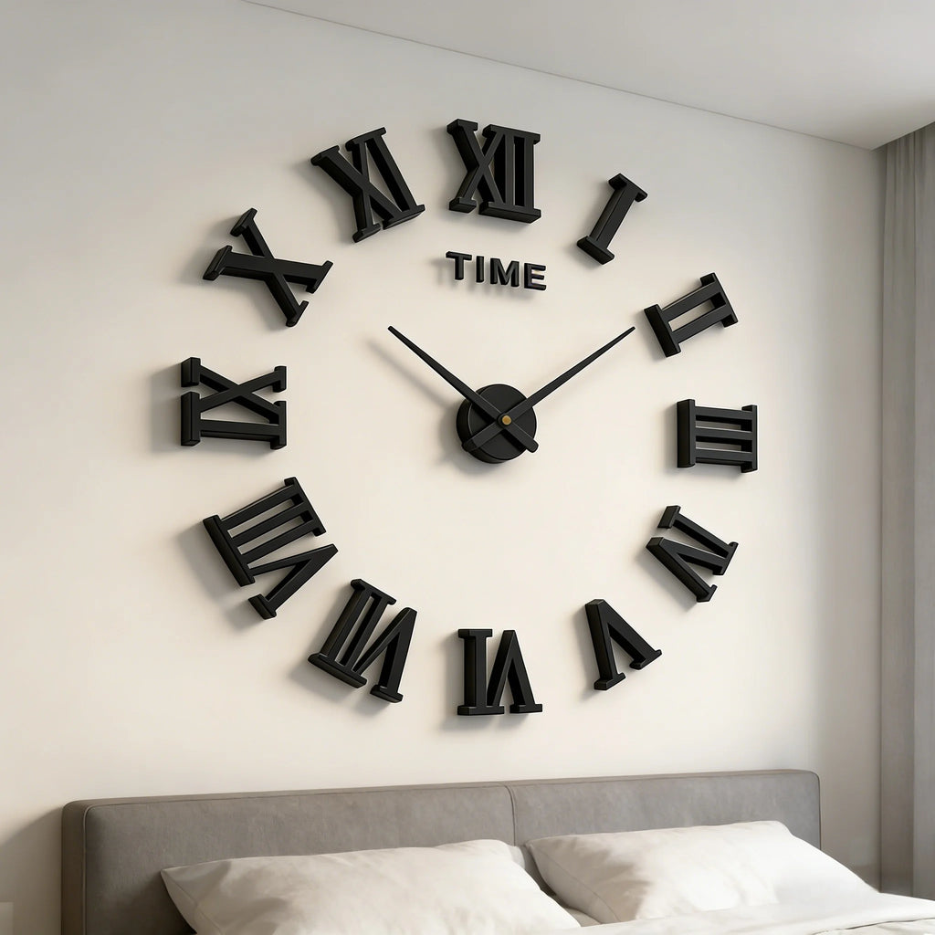 Reloj de pared con espejo acrílico de Número Romano grande 2D/3D, pegatina de moda DIY, relojes de cuarzo, reloj, decoración del hogar, pegatinas para el salón