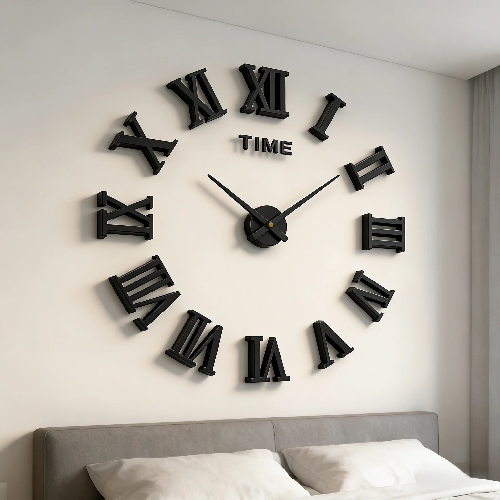 Reloj de pared con espejo acrílico de Número Romano grande 2D/3D, pegatina de moda DIY, relojes de cuarzo, reloj, decoración del hogar, pegatinas para el salón