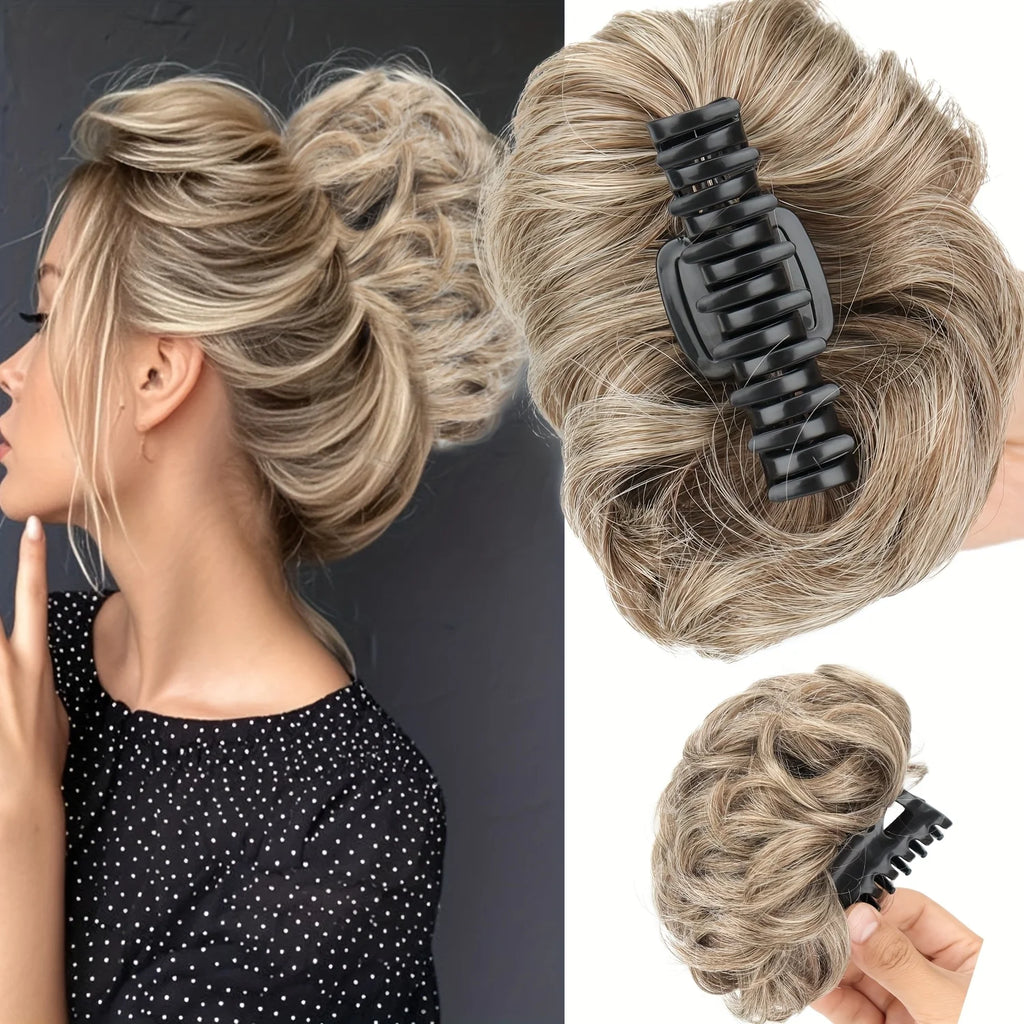 Extensiones de Cabello Sintético con Clip, Moño Despeinado, Postizo Rizado para Mujer, Uso Diario y Fiestas, Varios Colores Disponibles