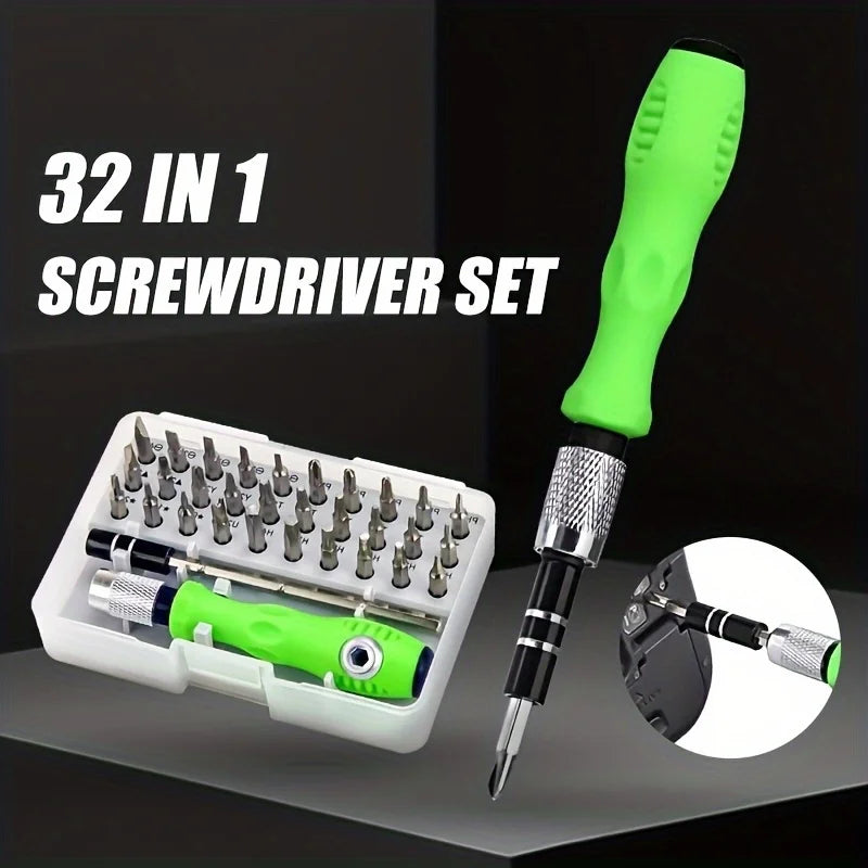 Kit de Destornilladores Multifuncional 32 en 1, Ideal para Reparar Muebles, Dispositivos Móviles, Computadoras, Pequeñas Tareas de Reparación