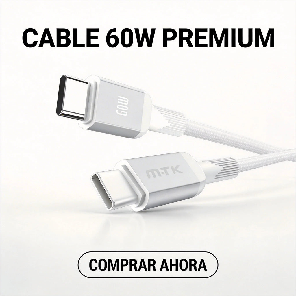 Cable USB C a USB C de 60w y 1M, Tipo C a Tipo C, Carga Rápida 20V 3A, Compatible con Smartphone Galaxy, Macbook Pro, MacBook Air