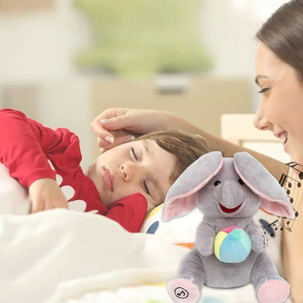 Elefante de juguete animado, elefante de peluche con orejas, juguete de peluche eléctrico móvil, elefante bonito, juguete de peluche para regalo de bebé
