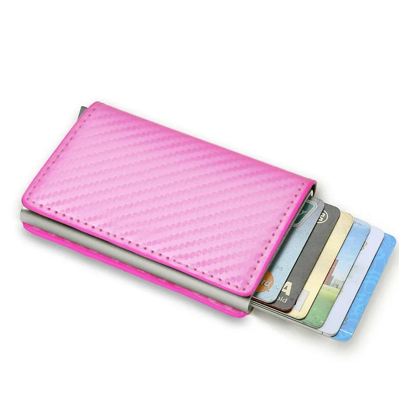 Cartera de aluminio Rfid para hombre, tarjeteros, monedero de fibra de carbono para hombre, cartera inteligente delgada de negocios, tarjetero de crédito, funda, soporte para notas