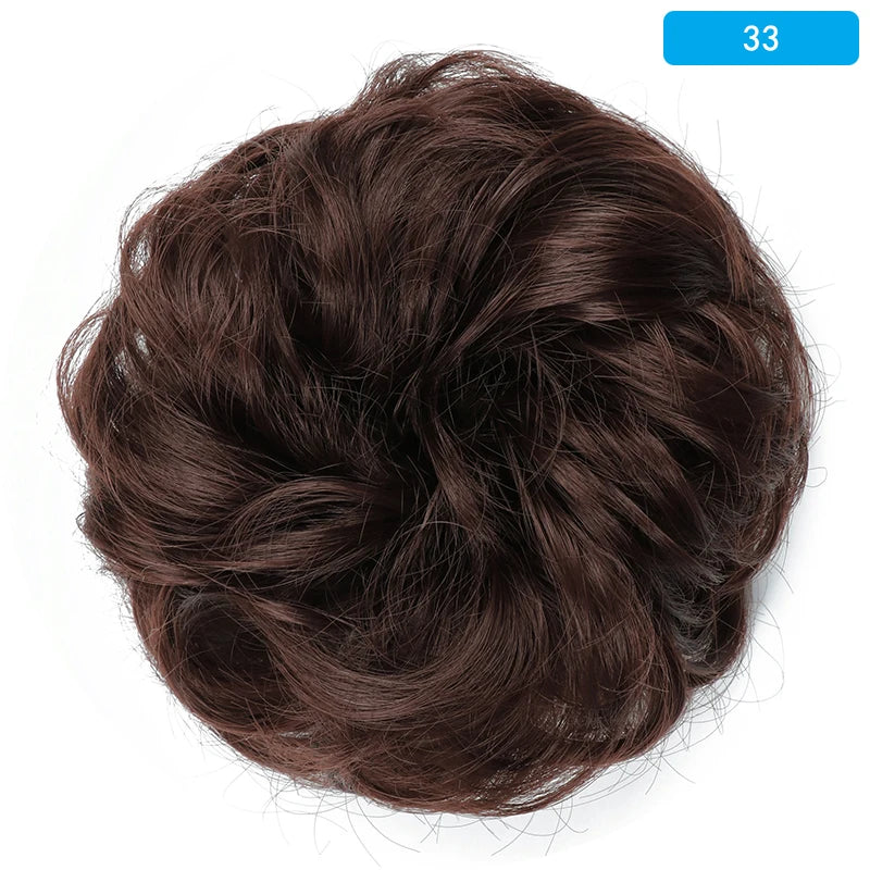 AZQUEEN-extensión de cabello de moño desordenado, banda elástica sintética, moño ondulado rizado, Scrunchies Donut Updo, postizo para mujer