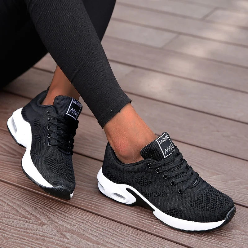 Zapatillas de deporte informales con plataforma para mujer, zapatos de malla transpirables para correr, Tenis deportivos gruesos de verano, zapatos vulcanizados de lujo 2024