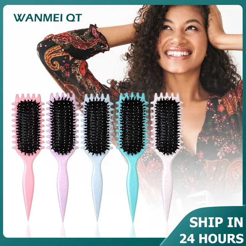 1 cepillo de caramelo, cepillo para peinar el cabello rizado, desenredante con puntas, reduce la separación de tirar, cerdas de nailon para todo tipo de rizo