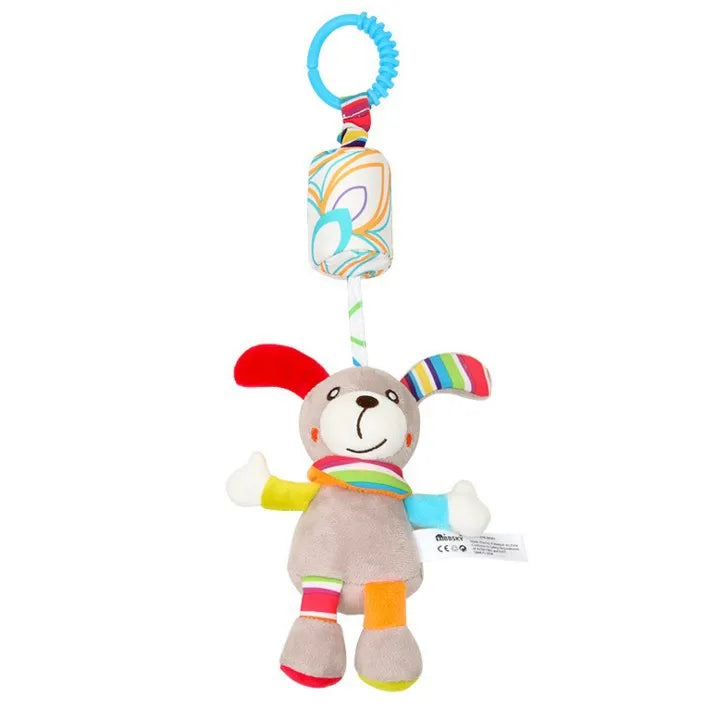 Sonajeros colgantes sensoriales para bebé, juguete de aprendizaje suave, cochecito de animales de peluche, cama de coche infantil, cuna con mordedor para bebés y niños pequeños