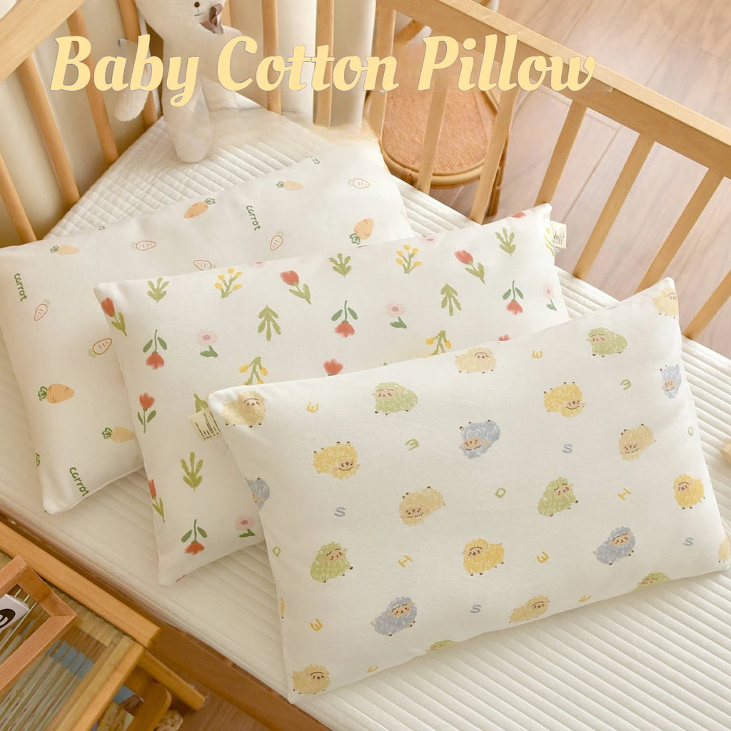 Almohada transpirable de algodón con dibujos animados para bebés y niños, almohada para recién nacidos, almohada para siesta para jardín de infantes, adecuada para uso diario, 30x50cm
