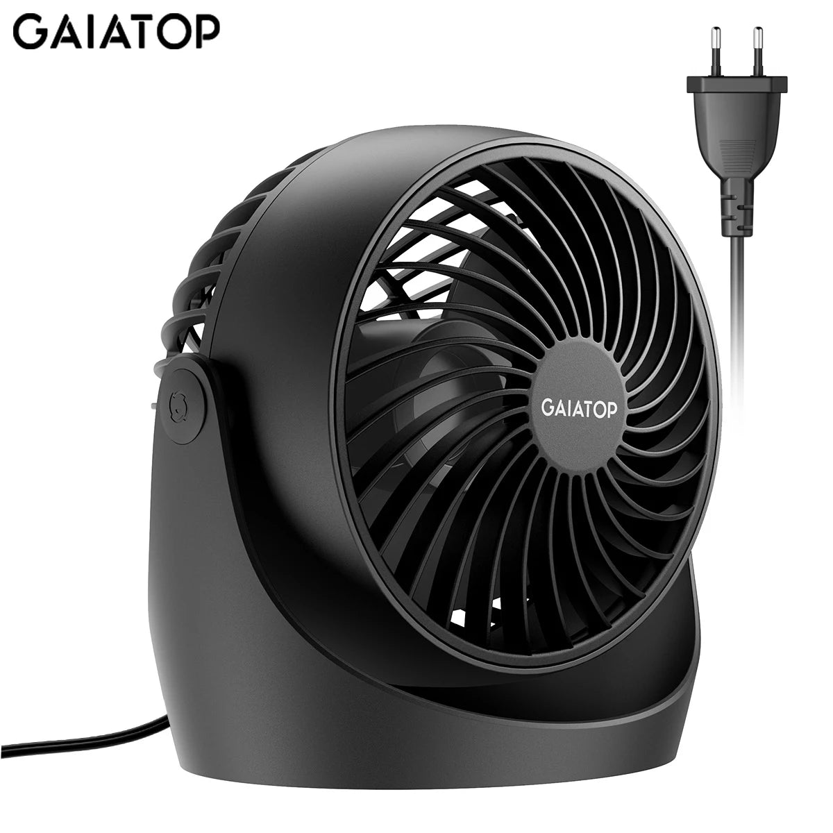 Ventilador circulador de aire Gaiatop, ventilador de escritorio portátil, ventilador de mesa, ventilador de dormitorio, ventilador pequeño de 5 pulgadas, 3 velocidades con 360 °   Inclinación ajustable