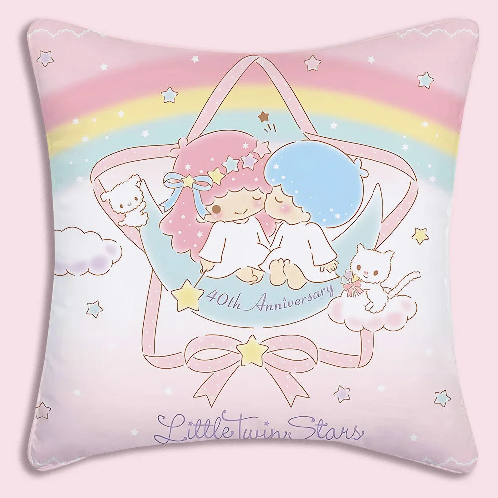 Sanrios-fundas de almohada rosa My Melody, sofá decorativo de dibujos animados para el hogar, estampado de doble cara, cojín bonito de felpa corto, nueva funda