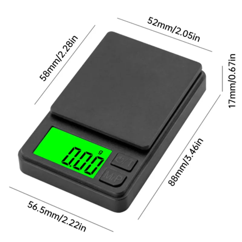 Báscula de bolsillo de precisión 1000 g x 0,01 g - Balanza digital de gramos, alimentos, joyas, onzas/granos con LCD retroiluminado - Mini báscula para viajes