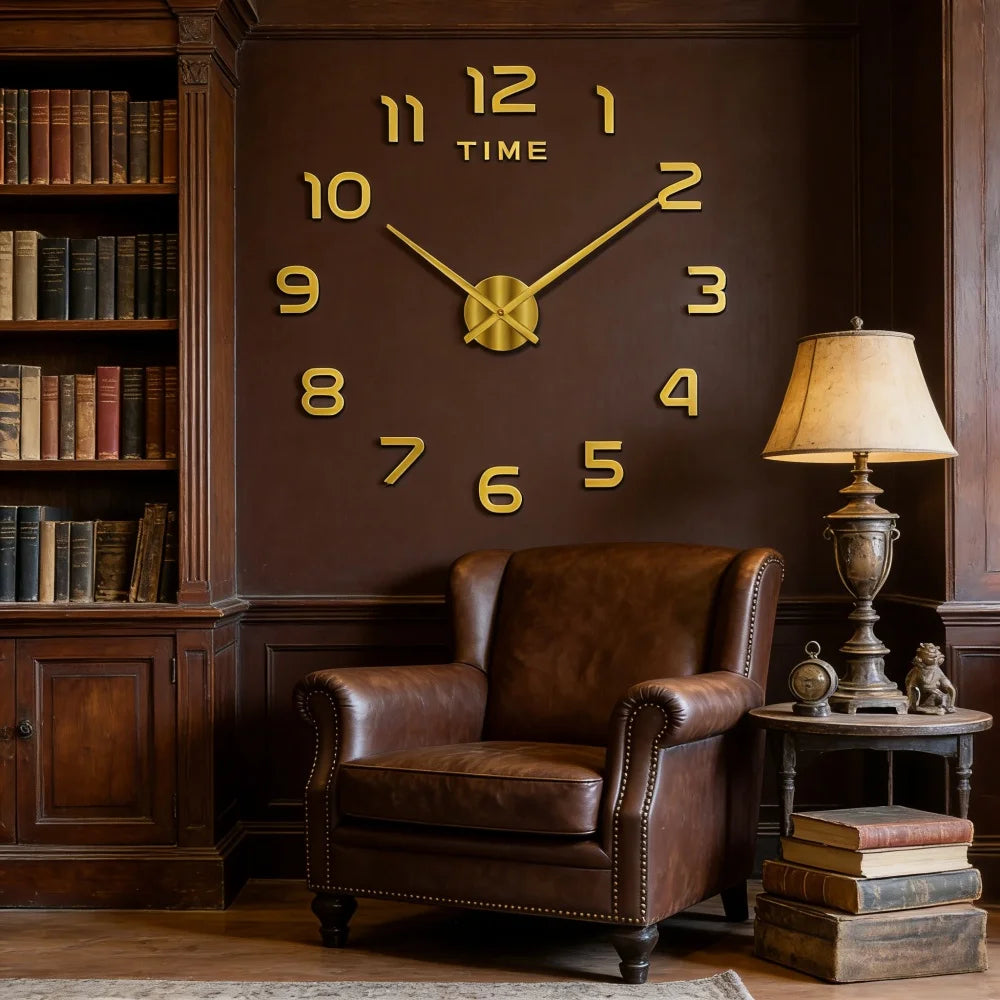 Reloj de pared con espejo acrílico de Número Romano grande 2D/3D, pegatina de moda DIY, relojes de cuarzo, reloj, decoración del hogar, pegatinas para el salón