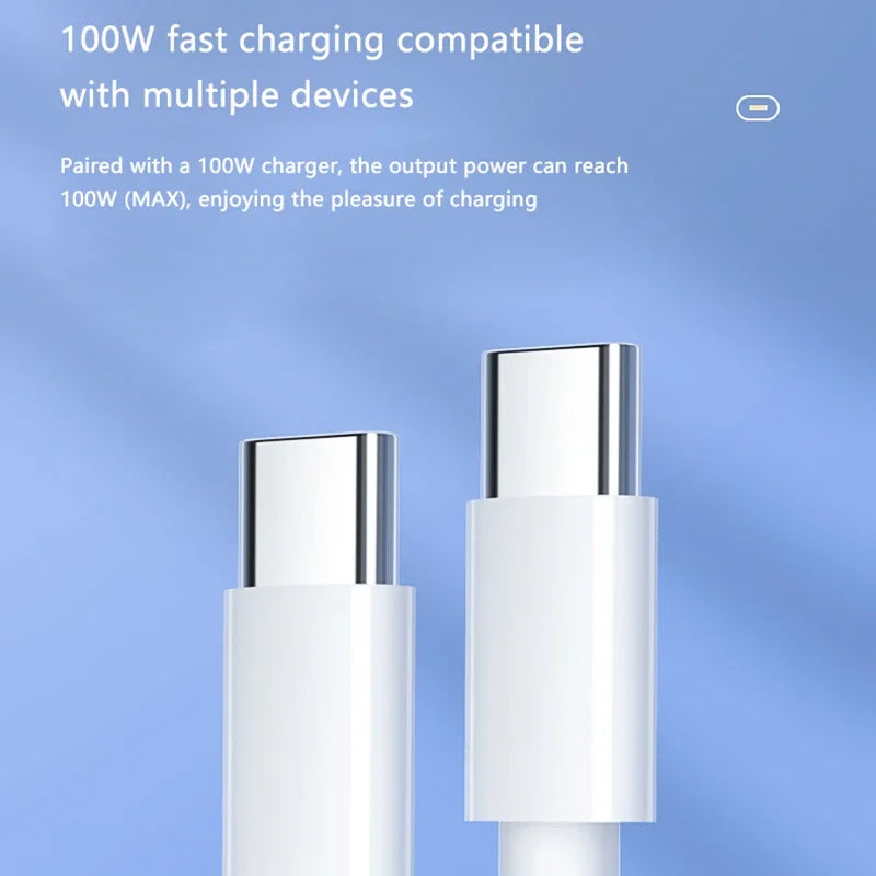 Cable de datos de carga súper rápida USB C a C, 3 uds., 100W, cable trenzado para IPhone 15, 15 Pro Max, Huawei, Samsung, Xiaomi, blanco, 1M, 2M