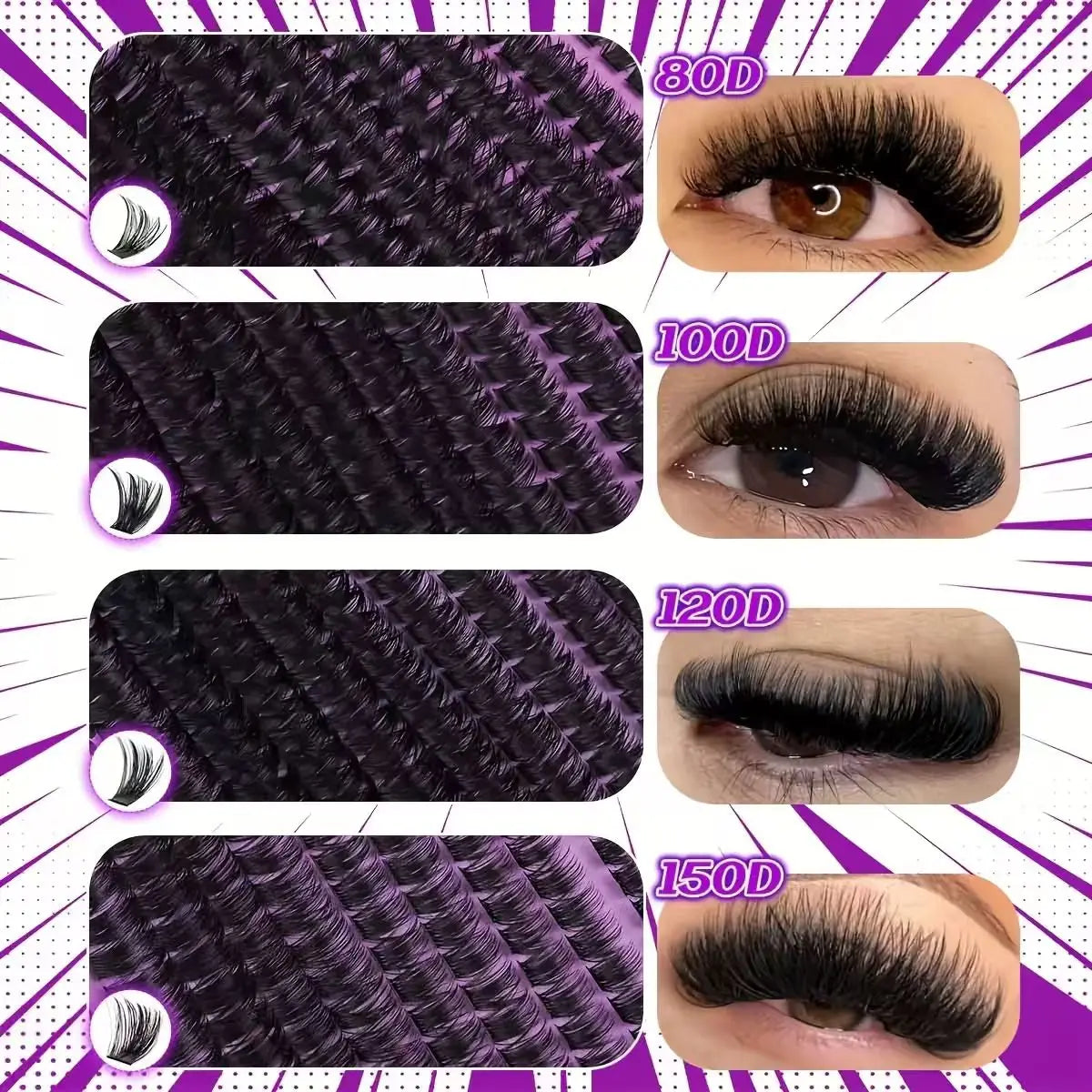 Kit de extensión de pestañas DIY, grupos de pestañas individuales de 9-16mm con unión y sello, pestañas naturales tenues